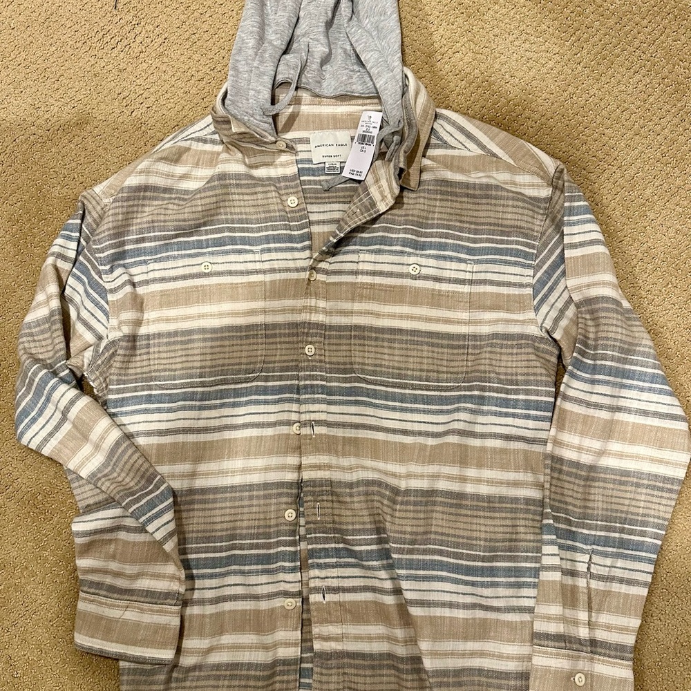 American Eagle Soft Striped Hoodie Shirt
